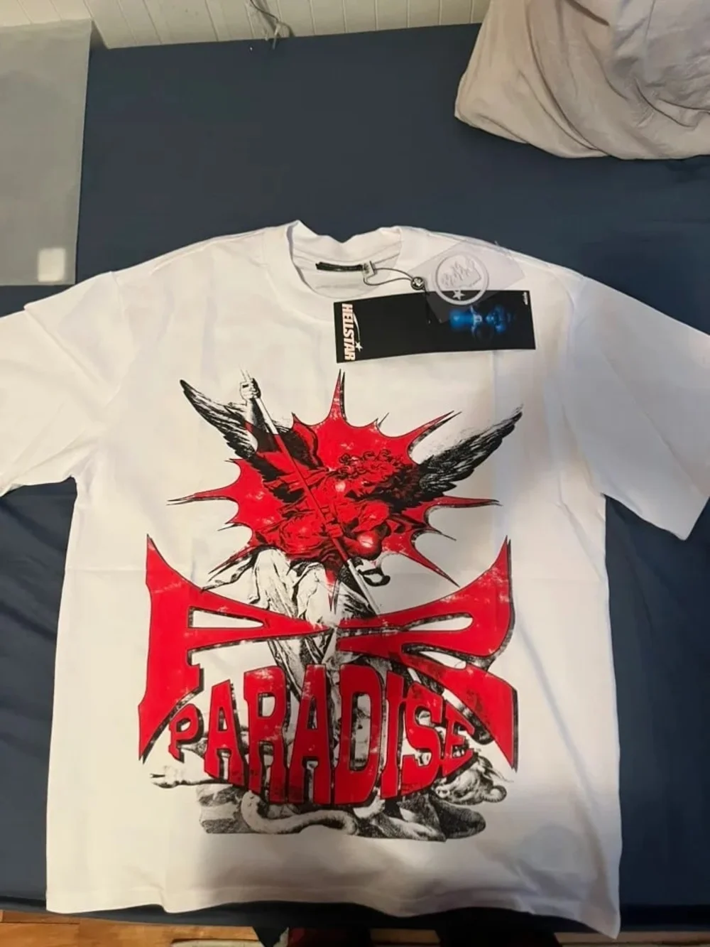 Hellstar White Graphic Tee with Red & Black Splash - Picture 2 of 4